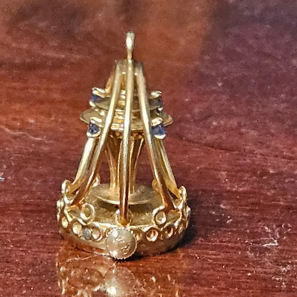 VINTAGE DANKNER 3D MECHANICAL SEATTLE SPACE NEEDLE 14K CHARM PENDANT NECKLACE